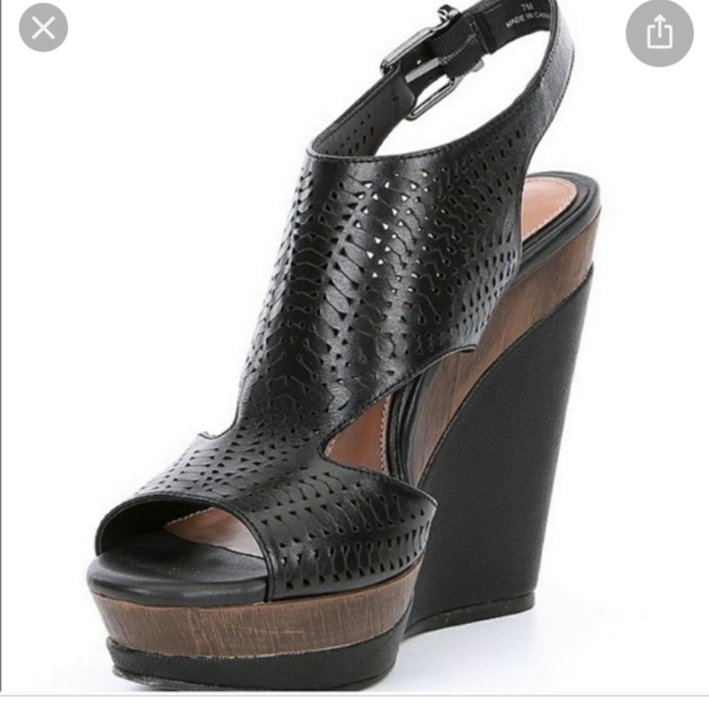 Gianni Bini black brown wedge sandals